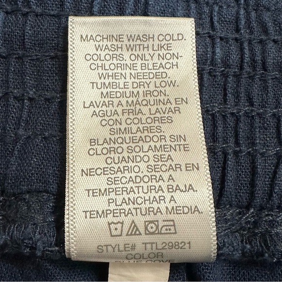 Time and Tru Linen Blend Navy Blue Wide Leg Pull On Pants, Sz Large - Picture 10 of 12